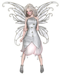 Fototapeta premium Fantasy illustration of a cute winter fairy with a cold, pink nose, 3d digitally rendered illustration isolated on a white background