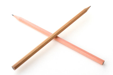 Brown pencil on white background