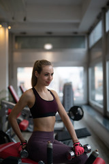 Fototapeta premium Frau im Fitnessstudio beim Sport machen