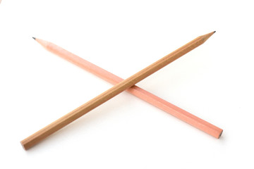 Brown pencil on white background