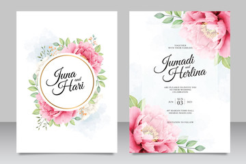 Beautiful watercolor peonies wedding invitation