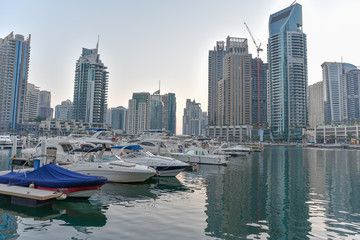 Fototapeta na wymiar Marina Walk, Dubai Marina area, Dubai, United Arab Emirates