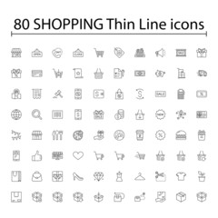 SHOPPING vs E-COMMERCE line thin icons set. Vector illustrations collection EPS10.