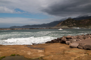 Fototapeta na wymiar Coast in Bosa Marina, Sardinia, Italy