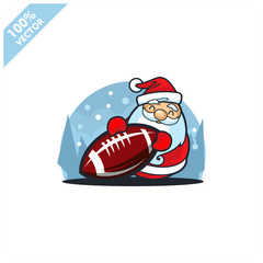 Football rugby ball with santa claus christmas theme logo vector