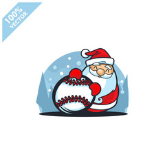 Baseball ball with santa claus christmas theme logo vector