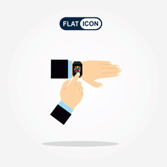 Smart watch on hand opening variety of applications vector concept