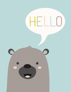 hello card with bear