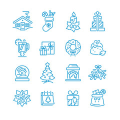 Fototapeta na wymiar Set of Christmas icons for design and decoration