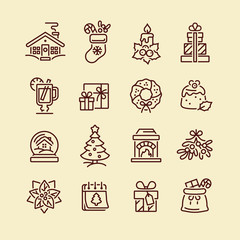 Set of Christmas icons for design and decoration