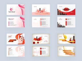 Front and Back View of Business Card or Visiting Card Set for Women Beauty, Nail Artist, Makeup Artist.