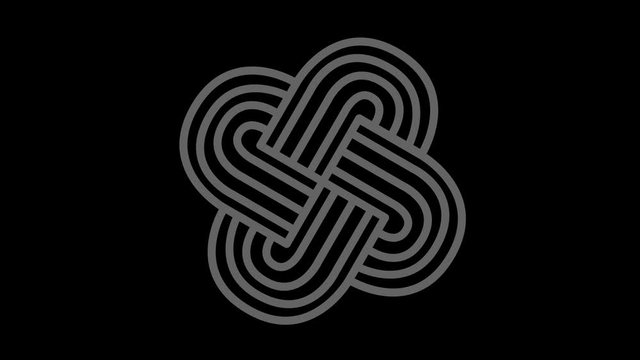 Graphic object in the shape of a spiral, in black and white with stroboscopic and hypnotic effect, which rotates clockwise, decreasing the size from the full screen to the disappearance in the center.