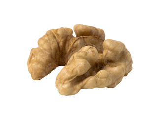 Walnut isolated. Nut kernel on white background.