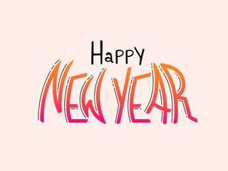 Stylish Lettering of Happy New Year on Pale Pink Background.