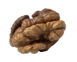 Walnut isolated. Nut kernel on white background.