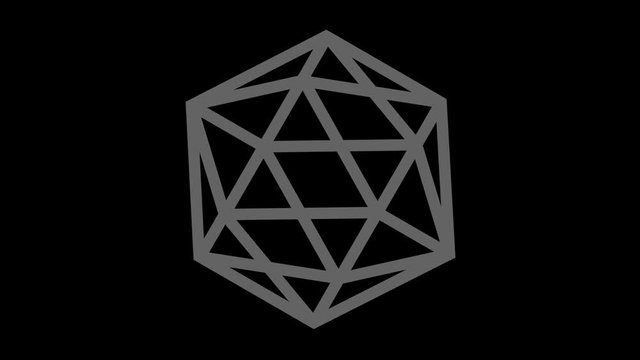 Graphic object in the shape of chained rhombus, in black and white with stroboscopic and hypnotic effect, which rotates clockwise decreasing the dimensions from the full screen to the disappearance 
