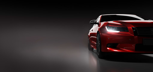 Obraz na płótnie Canvas New car, sedan type in modern style. 3D illustration