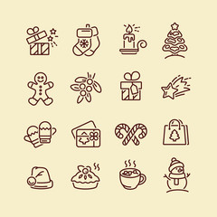 Set of Christmas icons for design and decoration