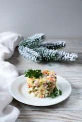 Olivier salad is a popular New Year's dish in Russia.