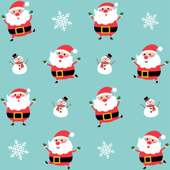 cute santa and snowman pattern background