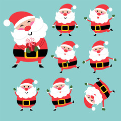 happy santa character design set