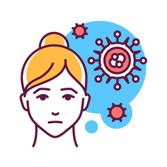 Flu epidemic color line icon. When the disease spreads rapidly through a population. Pictogram for web page, mobile app, promo. UI UX GUI design element. Editable stroke.