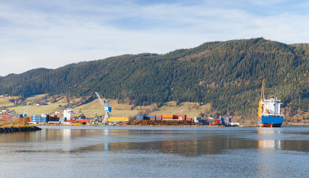 Coastal Norwegian landscape,  Orkanger port