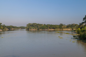 Fototapeta na wymiar Confluence of Sandha river and Gabkhan Channel, Bangladesh