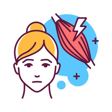 Muscle ache color line icon. Flu symptom. Type of pain is usually localized, affecting just a few muscles. Pictogram for web page, mobile app, promo. UI UX GUI design element. Editable stroke.