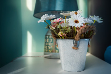 Soft tone beautiful flower in the jar