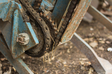 Agricultural Machinery Chain The old and rusty