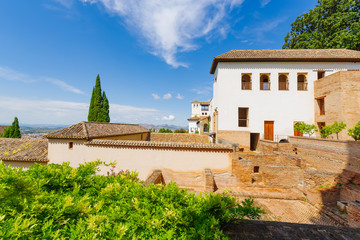 Fototapeta na wymiar Alhambra. A view from the Generalife garden. UNESCO heritage site. Granada, Andalusia, Spain