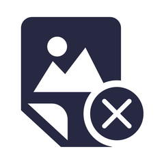 Image file delete symbol glyph vector illustration