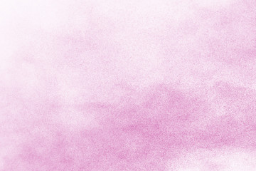 Pink powder explosion on white background. Paint Holi.