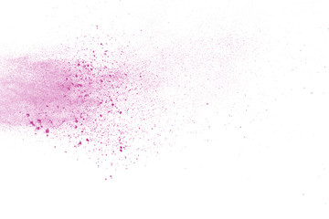Fototapeta na wymiar Pink powder explosion on white background. Paint Holi.
