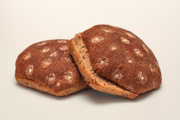 Close up of two pieces of whole grain bread