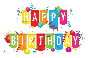 Happy birthday bunting with balloons