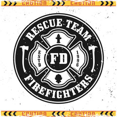Firefighters rescue team vector round emblem