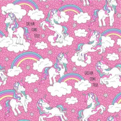 Printed kitchen splashbacks Unicorn Beautiful unicorn pattern. Trendy seamless vector pattern on a pink background.