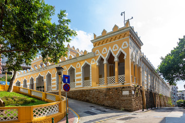 Obraz premium Moorish Barracks is a historical barracks in Calcada Da Barra , Macau, China. It's the popular historic buildings and structure in Macau.