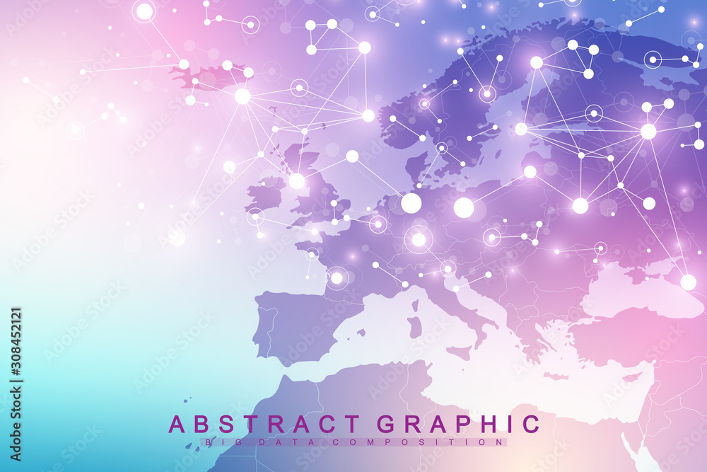 Poster Nano technologies abstract background. Cyber technology concept. Artificial Intelligence, virtual reality, bionics, robotics, global network, microprocessor, nano robots. Vector illustration, banner