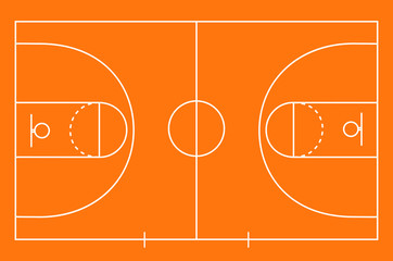 Basketball court floor with line on wood texture background. Vector illustration.