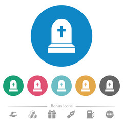 Tombstone with cross flat round icons