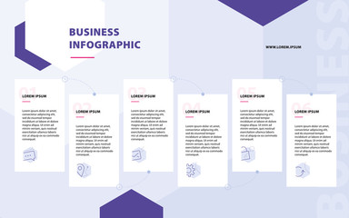 Business infographic Vector with 5-6 steps. Used for business presentation, information, education, connection, marketing, project, strategy, technology, creative, abstract, stairs,i dea, text, work.