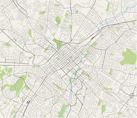 map of the city of Charlotte, in the USA of North Carolina