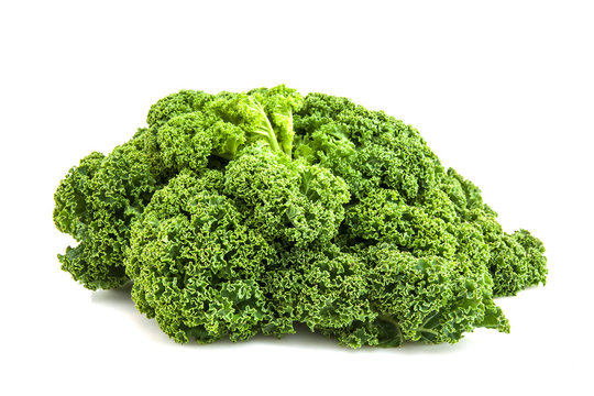 Fresh Organic Curly Kale on a white background