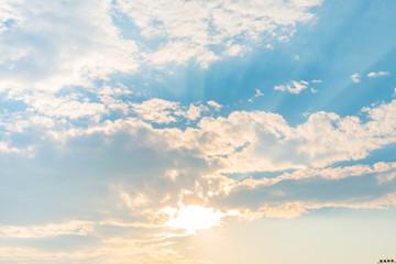 Natural blue sky with cloud closeup or background. 