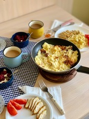 healthy breakfast with cereal and milk