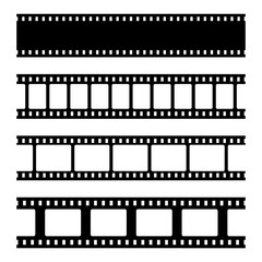 Blank cinema film strips collection. Film frame. Old retro cinema strip. Vector photo frame. Seamless film strip