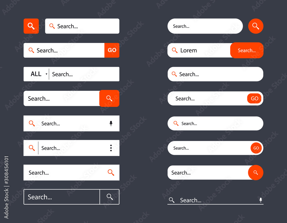 Poster search bar templates design set for ui, design and web site. search address and navigation bar icon.